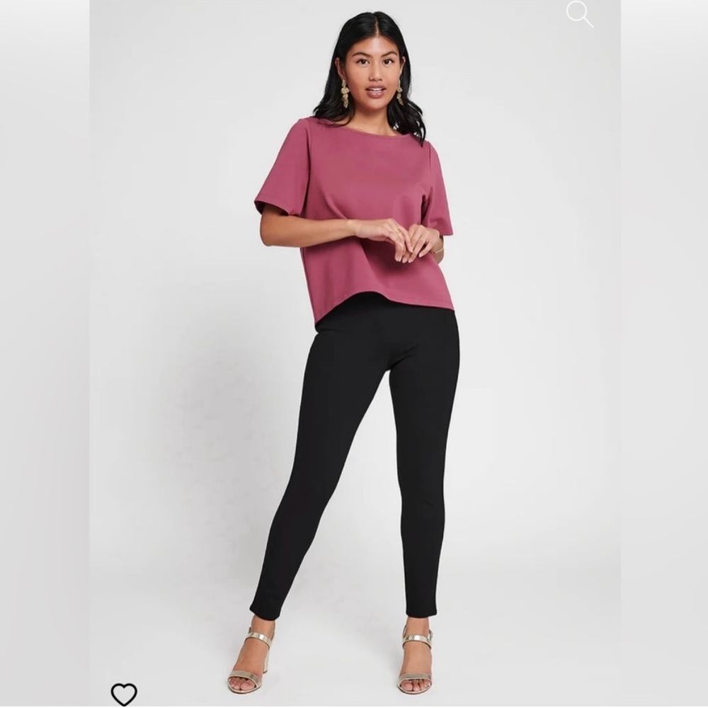 Betabrand Skinny-Leg | Classic Dress Pant Yoga Pant | Black | Medium Petite